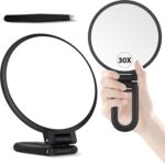 B Beauty Planet 30X Magnifying Mirror, Hand Mirror with Handle, Double Sided Hand Mirror with 30X/1X Magnification, Travel Essential Portable Foldable Makeup Mirror for Precision Makeup Black - Image 2