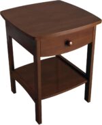 Winsome 22 x 18 x 18-Inch Wood Curved End Table/Night Stand with One Drawer, Brown (94918) - Image 2