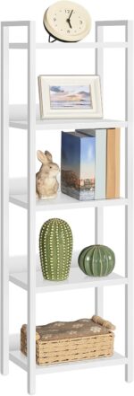 Bookshelf, 5-Tier Bookcase, Standing Book Shelf for Small Space, Storage Shelf Organizer, for Living Room, Bedroom, Study, Balcony, White BKBW5501 - Image 8