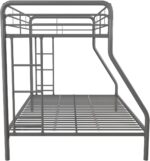 DHP Dusty Metal Bunk Bed Frame, Twin-Over-Full for Kids, Teens, Adults, Angled Ladder, Guardrail, No Boxspring, Small Spaces, Silver - Image 14