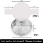 8 Inch Round Cake Pans Set of 2, Nonstick Stainless Steel Baking Pans Set with 100PCS Parchment Papers, Durable Birthday Christmas Circle Layer Cake Pans, Cake Pans Sets for Baking, Dishwasher Safe - Image 3