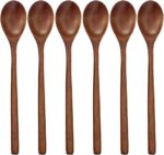 Wooden Spoons, 6 Pieces 9 Inch Wood Soup Spoons for Eating Mixing Stirring, Wood Spoon with Japanese Style Kitchen Utensil - Image 2