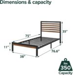 Zinus Kai Bamboo and Metal Platform Bed Frame with Headboard, No Box Spring Needed, Easy Assembly, Twin, Brown - Image 3