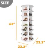 SpaceAid 7 Tier Rotating Shoe Rack Tower, Spinning Shoe Display Lazy Susan, Revolving 360 Shoe Rack Storage Round Carousel, Vertical Handbag Rotate Shoes Closet Organization (7-Tier White) - Image 3