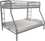 DHP Dusty Metal Bunk Bed Frame, Twin-Over-Full for Kids, Teens, Adults, Angled Ladder, Guardrail, No Boxspring, Small Spaces, Silver - Image 12