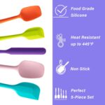 Silicone Spatula Set, 5 Piece Food Grade Rubber Spatulas for Baking, Cooking, and Mixing High Heat Resistant Non Stick Dishwasher Safe BPA-Free (Multicolor) - Image 4