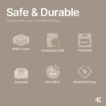 Baking Pan Set – 3 Piece Cookie Sheet – Deluxe Black Non-Stick Carbon Steel – Silicone Handles – Commercial Grade Restaurant Quality – PFOA PFOS and PTFE Free by Bakken - Image 5