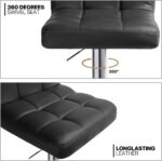 MoNiBloom Barstools Set of 2, Square PU Leather Adjustable Bar Stools with Back, Counter Height Swivel Stool, Barstools for Kitchen Counter, Black - Image 7