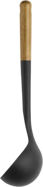 STAUB Soup Ladle, Perfect for Serving Hot Soup, Portion Batter for Pancakes, and Sauce Pasta, Durable BPA-Free Matte Black Silicone, Acacia Wood Handles, Safe for Nonstick Cooking Surfaces - Image 6