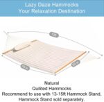 Lazy Daze Hammocks 12 FT Double Quilted Fabric Hammock with Spreader Bar and Detachable Pillow, 2 Person Hammock for Outdoor Patio Backyard Poolside, 450lbs Weight Capacity, Natural - Image 3