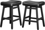 Counter Height Bar Stools Set of 2, 24 Inch Barstools for Kitchen Counter, Kitchen Stools with Bonded Leather Saddle Seats & Heavy Duty Metal Legs, Easy Assembly, All Black - Image 10