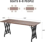 IDEALHOUSE Rectangular Dining Table, 70.9-Inch Long Dining Table for 6 People, Farmhouse Rustic Kitchen Table with Heavy Duty Metal Legs for Dining Room - Image 3