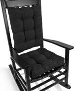 BUYUE Chair Cushion Set for Rocking Chair, Back Pillow & Seat Cushion with Ties, Original Woven Fabric Non-Slip Chair Pads for Elderly Sitting, Black - Image 2