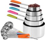 Measuring Cups and Spoons Set Stainless Steel 10 Piece for Cooking and Baking (5 Cups + 5 Spoons, Colorful Handles) - Image 2
