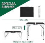 Camp Field Aluminum Folding Small Table, Adjustable Height Lightweight Portable Camping Table for Picnic Beach Outdoor Indoor (Small) (BlackB) - Image 6