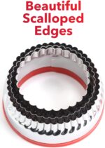 3Pcs Fluted Round Cookie Cutters - 2" & 2.6" & 3", Heavy Duty Food-Grade Stainless Steel, Mini Biscuit Cutter, Unique Design with Protective Red Top PVC - Image 4