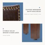 DUMOS Dining Chairs Set of 6, Moden PU Leather Kitchen Table Chairs with Wooden Legs and Padded Seat for Dining Room/Kitchen/Living Room/Restaurant, Brown - Image 6