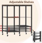 Kitchen Microwave Cart,Microwave Stand with Wheels,Coffee Bar Table Station,4-Tier Rolling Baker's Rack,Small Appliance Storage Shelf,Utility Side Table for Kitchen,Living Room (Rustic Brown) - Image 6