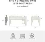 DHP Milton Twin Loft Bed, White, Traditional Small Space Junior Size, Horizontal Paneling, Sturdy Wood Construction - Image 4