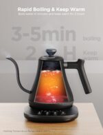 Govee Smart Electric Kettle, WiFi Variable Temperature Gooseneck Pour Over Kettle and Tea Kettle, Alexa Control, 1200W Quick Heating, 100% Stainless Steel, 0.8L, Matte Black - Image 4