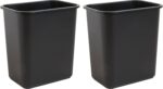 United Solutions 7 Gallon / 28 Quart Space Saving Trash Wastebasket, Fits Under Desk and Small, Narrow Spaces in Commercial, Kitchen, Home Office, and Dorm, Easy to Clean, Black, (WB0338) (Pack of 2) - Image 2