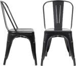 JUMMICO Metal Dining Chair Stackable Indoor Outdoor Industrial Vintage Chairs Bistro Kitchen Cafe Side Chairs with Back Set of 4 (Black) - Image 9