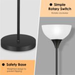 Floor Lamp, LED Standing Lamps with White Plastic Shade, Black Modern Torchiere Floor Lamp, Tall Lamps for Living Room Dorm, Bulb not Included - Image 4