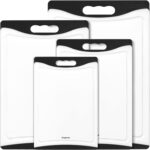 Extra Large Cutting Boards, Plastic for Kitchen (Set of 4) Dishwasher Chopping Board with Juice Grooves, Easy-Grip Handles, Black, Empune - Image 2