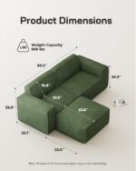 Marsail 80" L Shaped Sofa Modular, Corduroy Cloud Couches with Deep Seats and High-Back Design, Modular Sectional Sofa for Living Room with Ottoman, No Assembly Required - Image 3