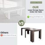 STHOUYN White Marble Extendable Dining Room Table for 8 10, 70.9" (86.6") x 31.5", Rectangle Dinner Table for 6-10, Modern Expandable Retractable Kitchen Table (White) - Image 8