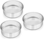 E-far 6 Inch Cake Pan Set of 3, Stainless Steel Round Smash Cake Baking Pans Tins, Non-Toxic & Healthy, Mirror Finish & Dishwasher Safe - Image 2