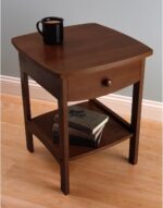Winsome 22 x 18 x 18-Inch Wood Curved End Table/Night Stand with One Drawer, Brown (94918) - Image 3