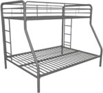 DHP Dusty Metal Bunk Bed Frame, Twin-Over-Full for Kids, Teens, Adults, Angled Ladder, Guardrail, No Boxspring, Small Spaces, Silver - Image 7