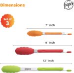 Popco 3 Piece Kitchen Tongs Set 7, 9, 12 Inch - Stainless Steel Nonstick Tongs with Silicone Tips - Heat Resistant and Dishwasher Safe for Cooking, Grilling, Salad, and Everyday Serving - Image 4