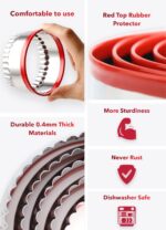3Pcs Fluted Round Cookie Cutters - 2" & 2.6" & 3", Heavy Duty Food-Grade Stainless Steel, Mini Biscuit Cutter, Unique Design with Protective Red Top PVC - Image 3