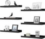Floating Shelves Set of 6, Black Wall Shelves with Lip, Display Shelves for Wall Decor, Modern Picture Ledge for Living Room, Bedroom, Nursery, Bathroom, Pictures, Books, Plants- Black - Image 2