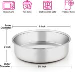 E-far 6 Inch Cake Pan Set of 3, Stainless Steel Round Smash Cake Baking Pans Tins, Non-Toxic & Healthy, Mirror Finish & Dishwasher Safe - Image 3