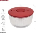 KitchenAid Universal Salad Spinner with Removable Bowl, Colander and One Handed Pump Mechanism, Large Bowl Nests and Features Non Slip Base, 7.43 Quart, Empire Red - Image 3