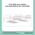 Storkcraft Long Horn Twin-Over-Twin Bunk Bed (White) - GREENGUARD Gold Certified, Converts to Two Twin Beds, Wood Bunk Bed for Kids Bedroom - Image 8