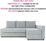 MASTERS OF COVERS Snug Fit Friheten Slipcover for The IKEA Friheten with Chaise Corner Cover, Sofa Bed Cover, Sectional Slipcover Replacement (Light Grey)（Cover Only！Not Sofa！） - Image 3