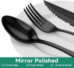 49-Piece Black Silverware Set with Organizer, Stainless Steel Flatware Set for 8 with Drawer Tray, Cutlery Steak Knives Fork Spoon for Home Restaurant, Mirror Finish, Dishwasher Safe - Image 7