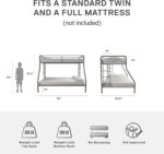 DHP Dusty Metal Bunk Bed Frame, Twin-Over-Full for Kids, Teens, Adults, Angled Ladder, Guardrail, No Boxspring, Small Spaces, Silver - Image 3