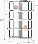 ROJASOP Portable Closet Wardrobe Closet for Hanging Clothes with 6 Storage Shelves, 1 Hanging Rod and 4 Pockets, Free Standing Closet Clothes Organizer for Bedroom, Sturdy and Easy Assemble - Image 4