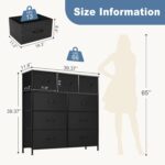 DUMOS Dresser for Bedroom, Storage Organizer with 9 Drawers, Chest of Drawers with Fabric Bins, Sturdy Metal Frame, Wood Tabletop for Guest Room, Closet, Entryway, Nursery - Image 4