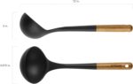 STAUB Soup Ladle, Perfect for Serving Hot Soup, Portion Batter for Pancakes, and Sauce Pasta, Durable BPA-Free Matte Black Silicone, Acacia Wood Handles, Safe for Nonstick Cooking Surfaces - Image 4