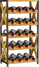 20 Bottle Wine Rack Freestanding Floor with Wood Top,Wobble-Free 5 Tier Wine Display Storage Stand Shelf,Stackable Modular Wine Bottle Holder Rack for Kitchen,Cellar,Living Room - Image 10
