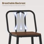 Set of 2 Bar Stools, 24.2 Inch Barstools for Kitchen Counter, High Backrest Counter Height Stools, Bar Chairs for Pub, Island, Coffee Nook, Study, Walnut and Black BY01L2BHY1 - Image 6