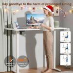Veken 55 Inch Large Electric Standing Desk,Sit to Stand Up, Heights Adjustable, Work Home Office Computer Table for Study, Walking Pad, Writing, and Games, Wooden Desktop Desks, White - Image 9
