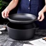 Bruntmor Pre-Seasoned Cast Iron Double Dutch Oven with Skillet Lid - 7 Quart All-in-One Casserole and Braising Pan - Heavy Duty and Oven Safe Black Cookware for Versatile Cooking - 14.7 x 6.9 Inches - Image 9