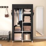 ROJASOP Portable Closet Wardrobe Closet for Hanging Clothes with 6 Storage Shelves, 1 Hanging Rod and 4 Pockets, Free Standing Closet Clothes Organizer for Bedroom, Sturdy and Easy Assemble - Image 3